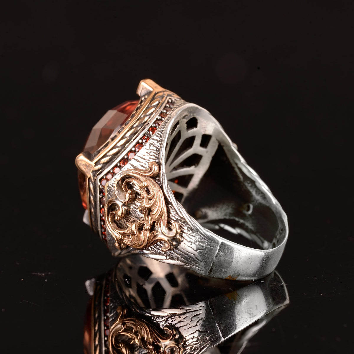 Synthetic Sultanit Stone Men's Ring, Silver Ring, Special Silver Ring, Handmade Jewelry, Men's Jewelry — 7
