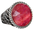 KAMBO Handmade 925 Sterling Silver Ruby Ring for Men, Genuine 19.20 Carat Red Gemstone Statement Birthstone Ring, Vintag