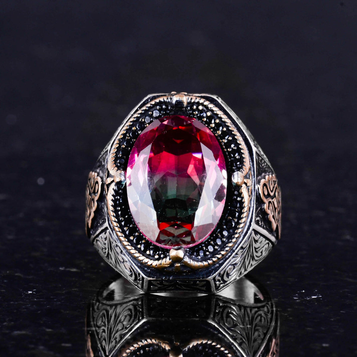 925 Sterling Silver Ring - Colorless Synthetic Stone Ring — 4