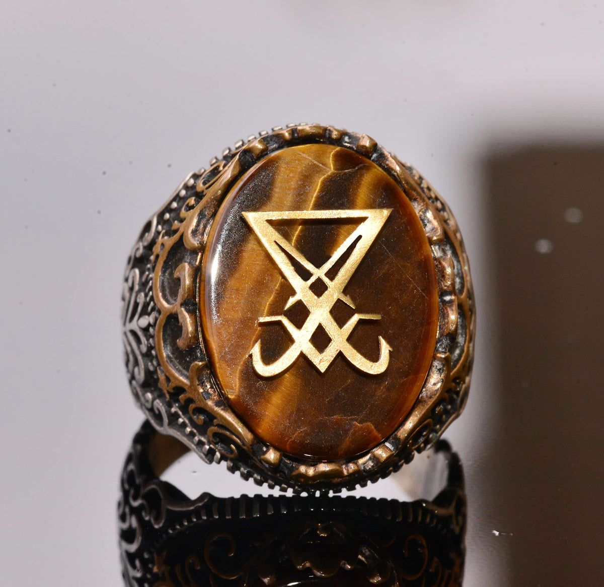 Natural Tiger's Eye Gemstone Ring - 925 Sterling Silver Ring — 5