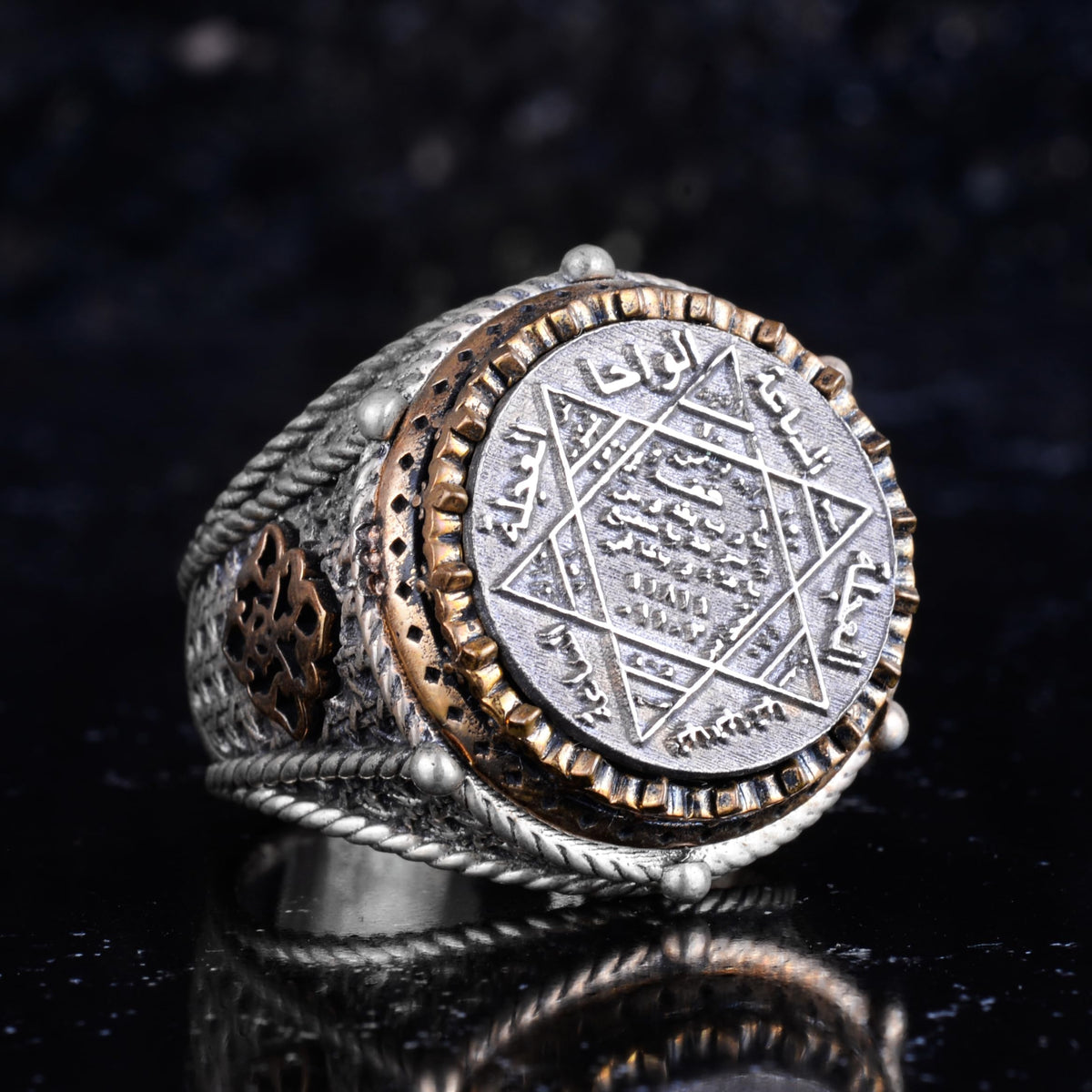 KAMBO Star of David Men's Ring 925 Sterling Silver – Engraved Seal of Solomon Ring – Handmade Vintage Religious Symbol Jewelry — 6