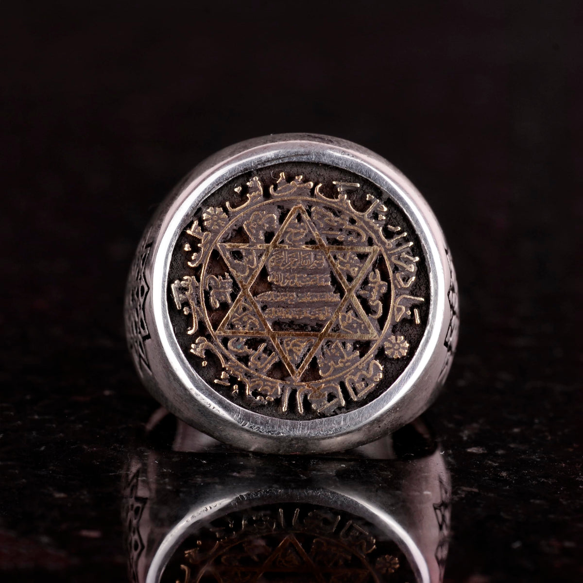 Solomon Ring - Seal Ring - Star of David Ring - 925 Sterling Silver - Men's Ring - Black — 4