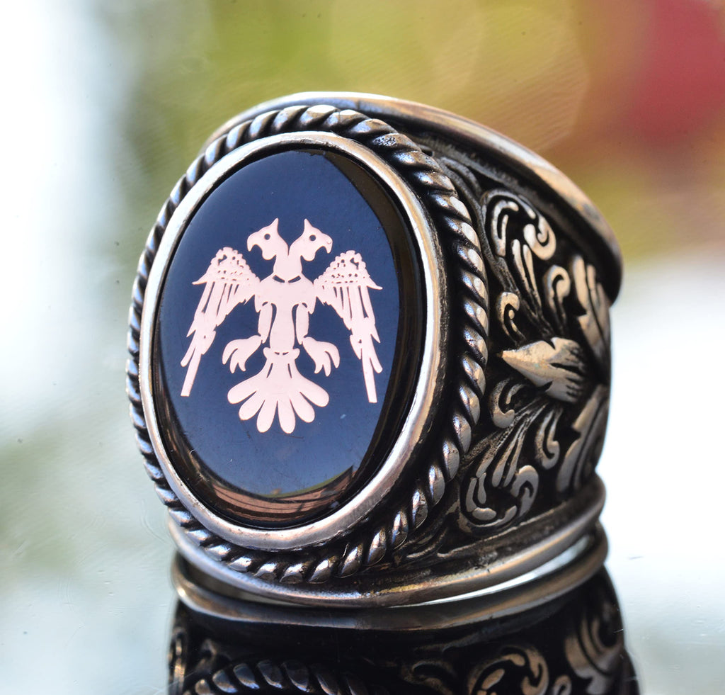 Double Headed Eagle Ring, 925 Sterling Silver Men's Ring, Silver Eagle Jewelry — 3