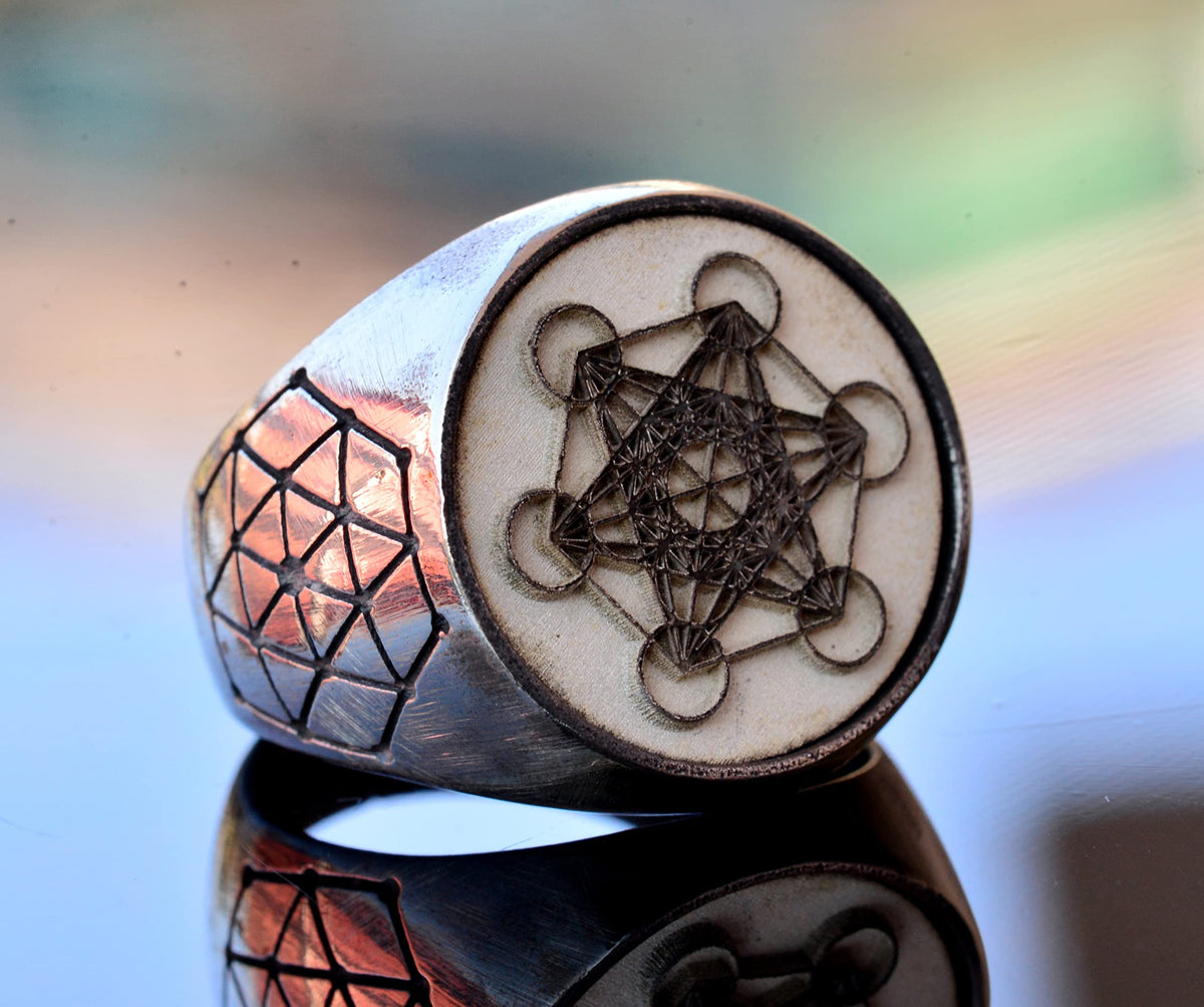 Metatron Ring, Alchemy, Occult, Witchcraft, Sacred Geometry, Talisman Ring, Sterling Silver Ring