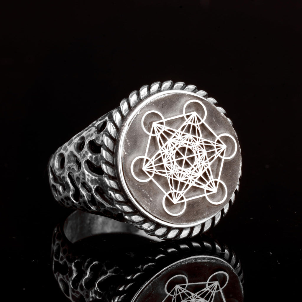 Metatron Ring, Helatron Cube Sacred Geometry, Talisman Ring, 925 Sterling Silver Ring — 5