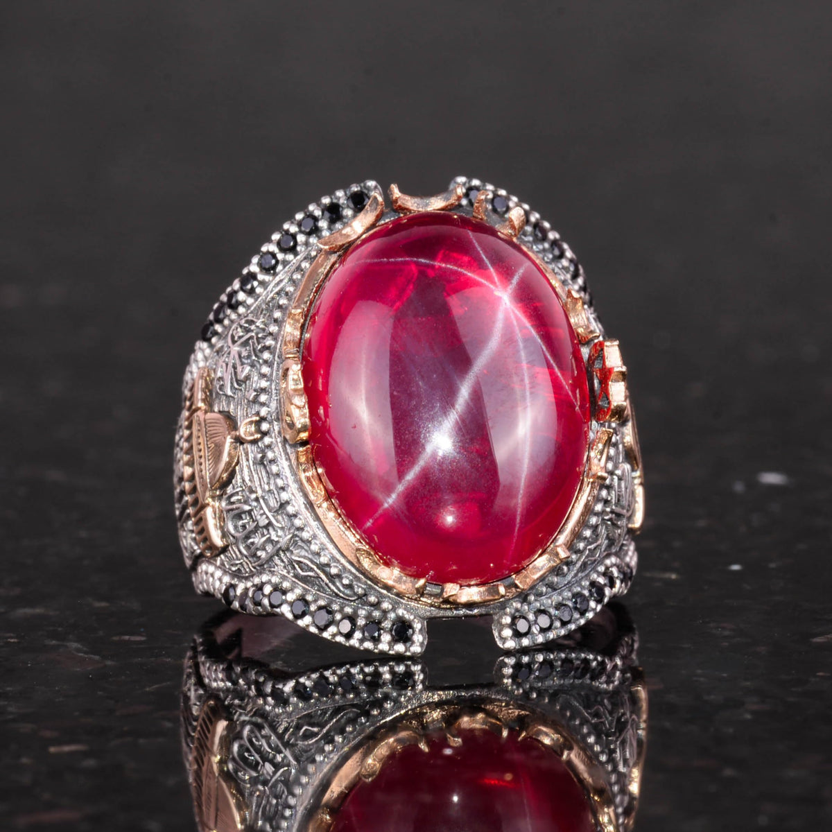 Islamic Star Ruby Stone Ring — 4