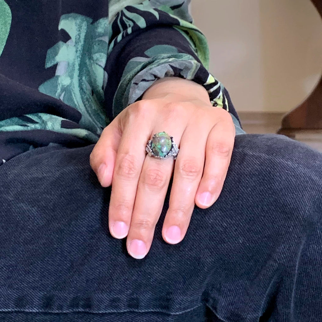 Natural Arizona Turquoise Stone Ring, 925 Sterling Silver Ring, Minimalist Handmade Ring (Model-3) — 3