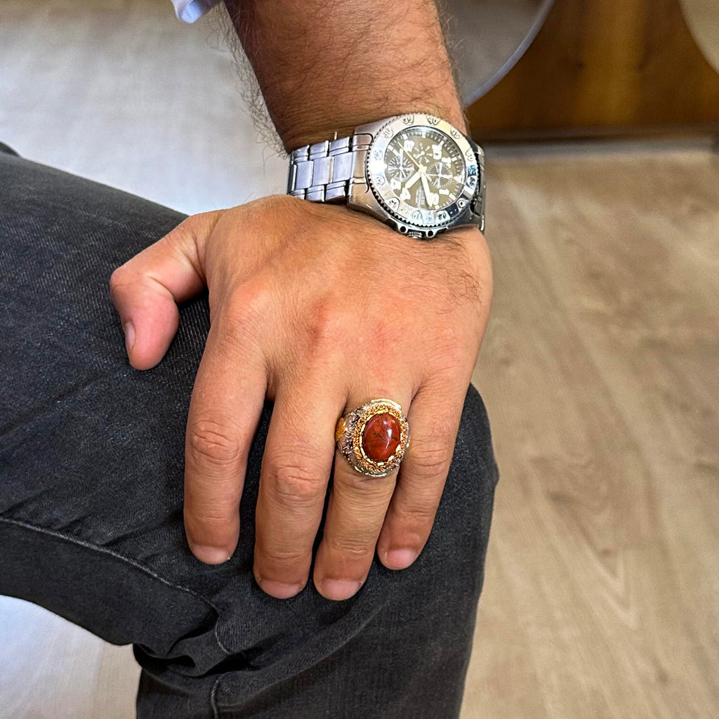 Natural Stone Ring - Sultan Ring - 925 Sterling Silver Ring (Kansit) — 3