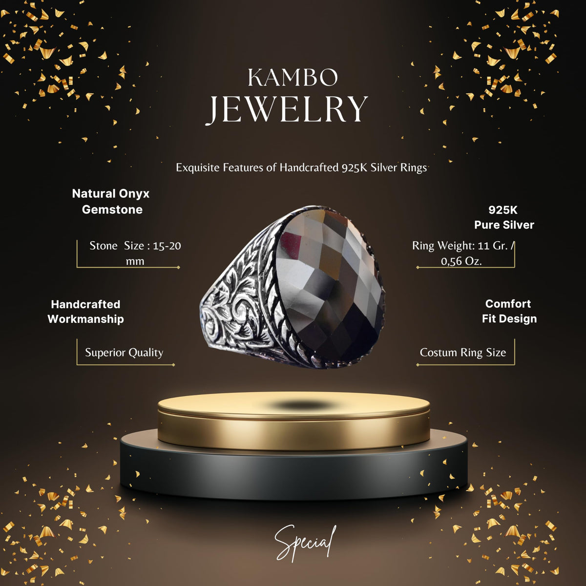 KAMBO Natural Obsidian Ring — 2