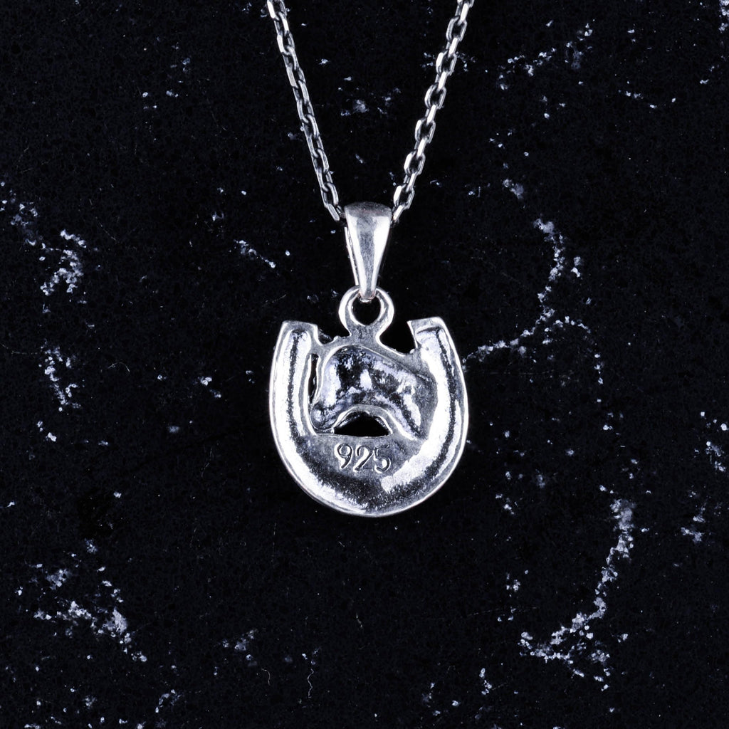 925 Sterling Silver Horseshoe and Horse Head Pendant - Handmade Symbol of Luck and Strength — 4