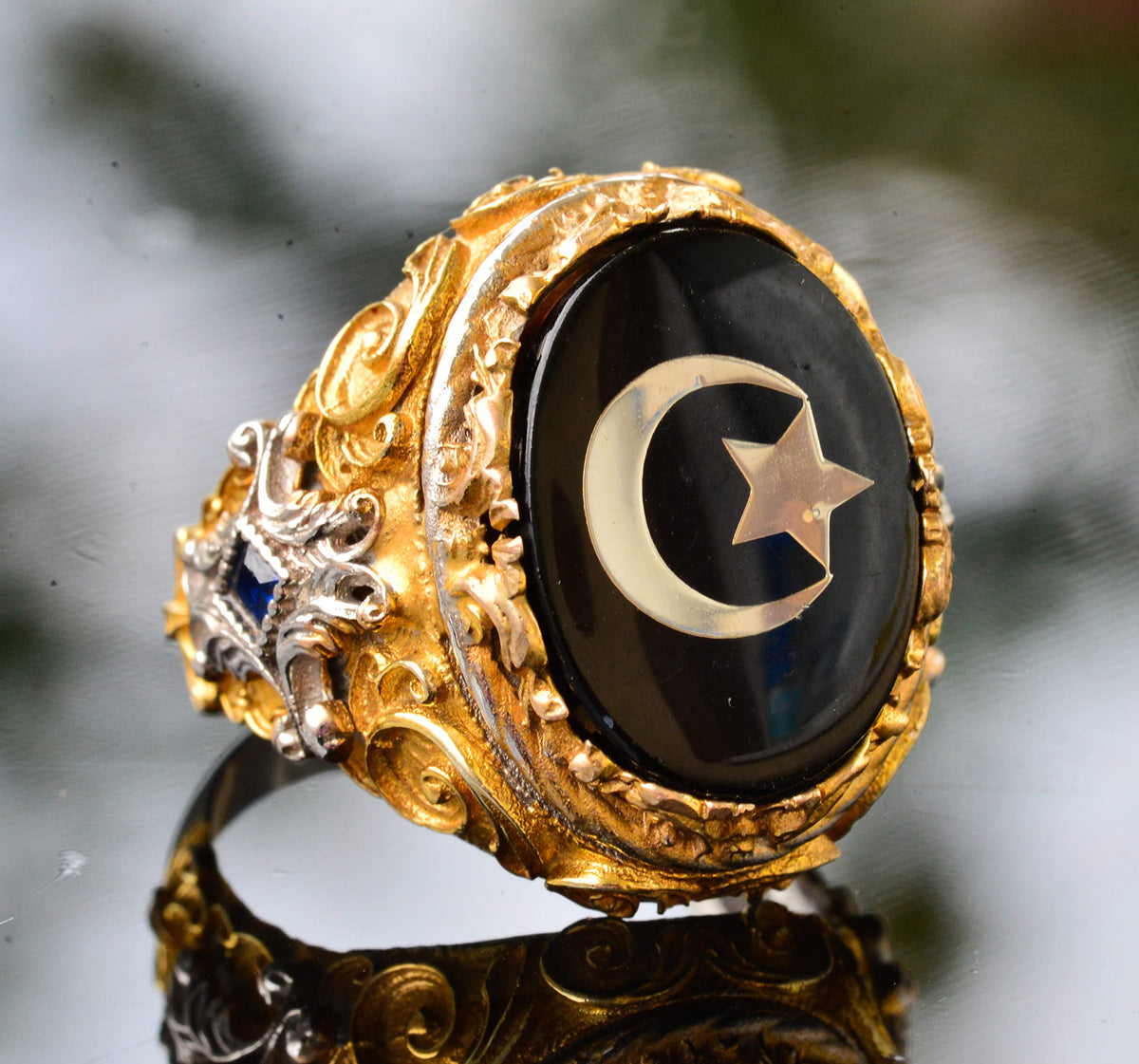 Gold Plated Silver Ring (Star and Crescent) — 3