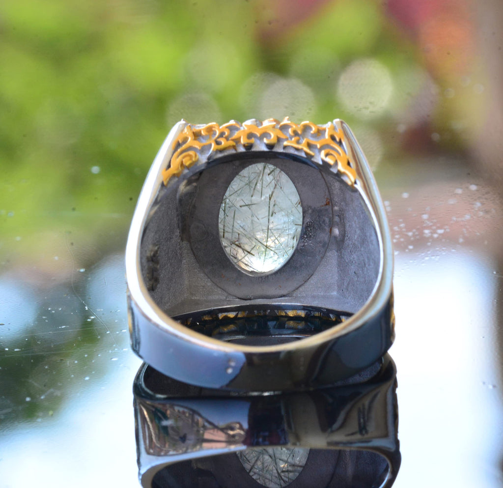 Natural Rutilated Quartz Stone Ring, 925 Sterling Silver — 8