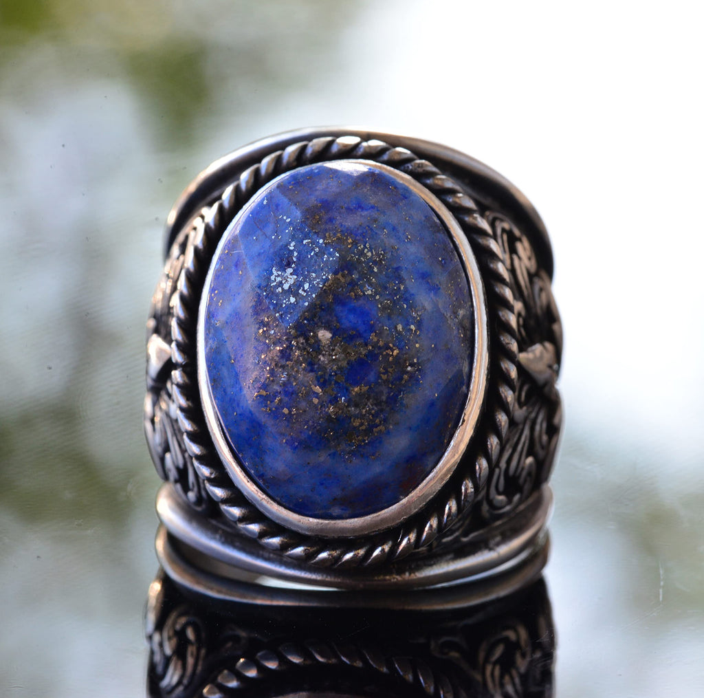 925 Sterling Silver Ring - Natural Stone Selection (Sodalite) — 2