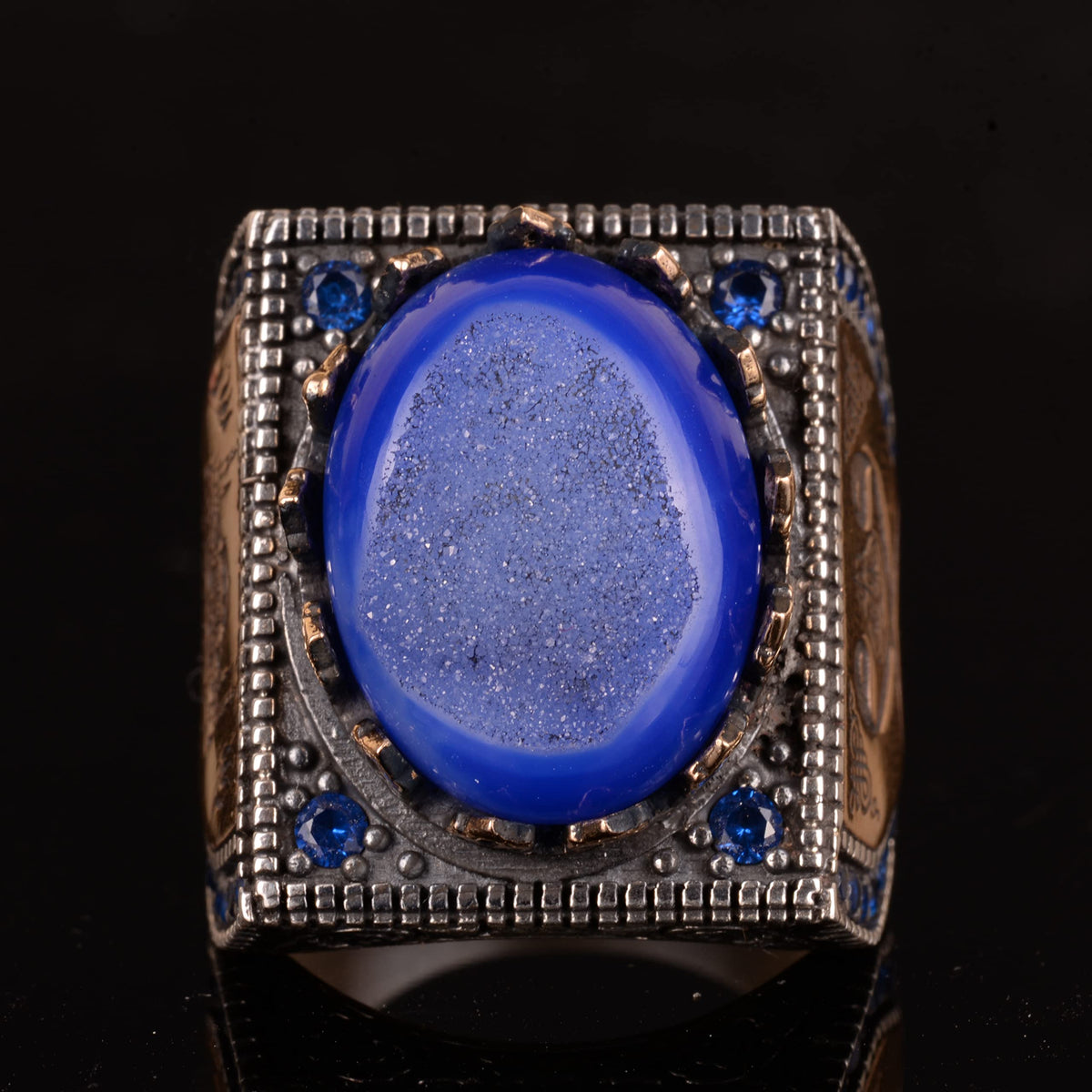 Natural Druzy Quartz Crystal Stone Ring - 925 Sterling Silver — 2
