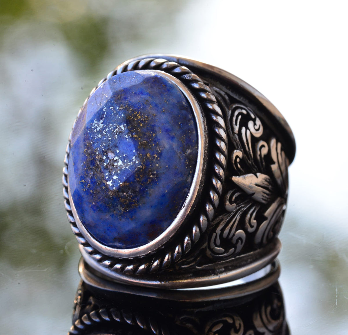 925 Sterling Silver Ring - Natural Stone Selection (Sodalite) — 3