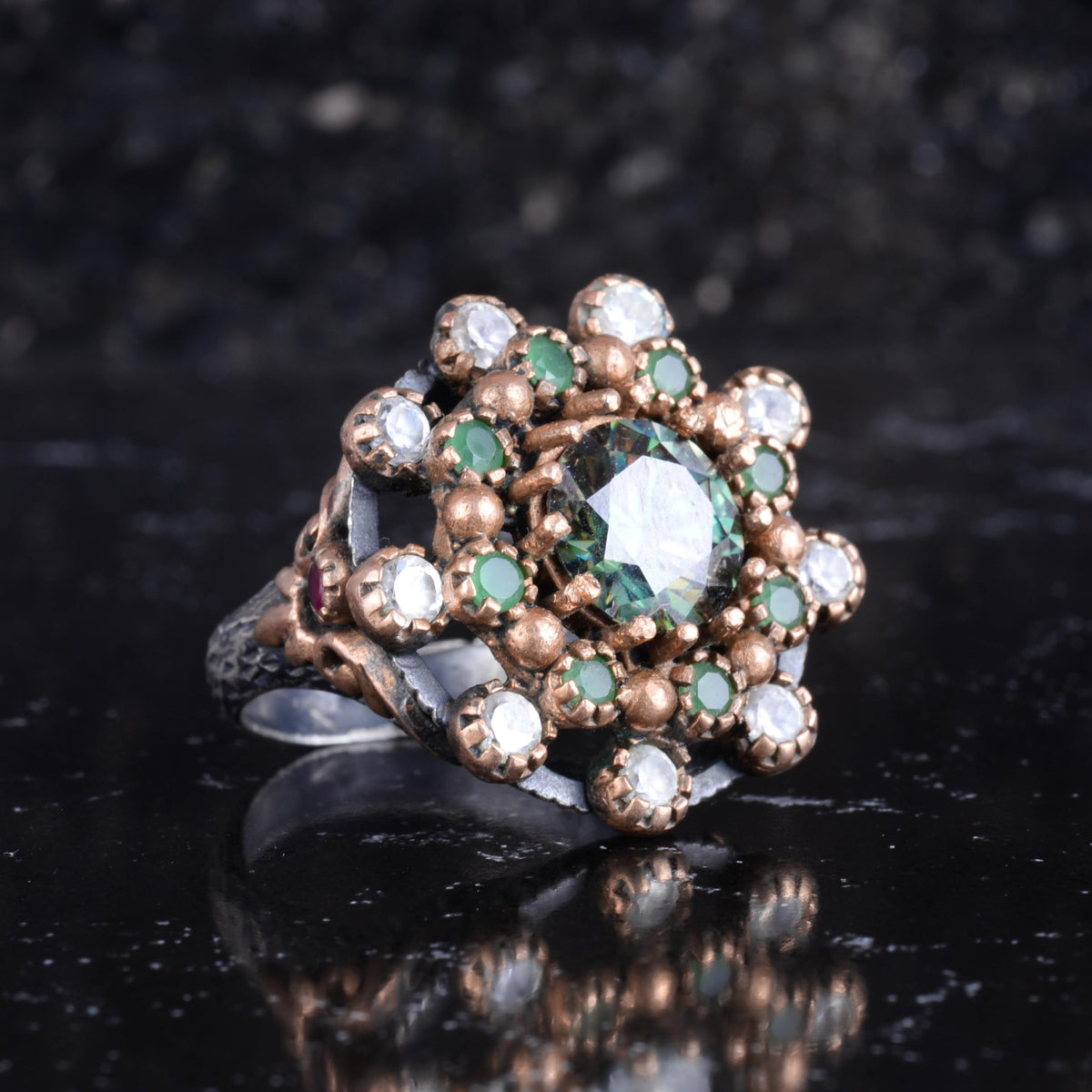 KAMBO Moissanite Stone Women's Ring – Flower Design Moissanite Stone Ring – 925 Sterling Silver Vintage Flower Style Elegant Women's Jewelry — 6