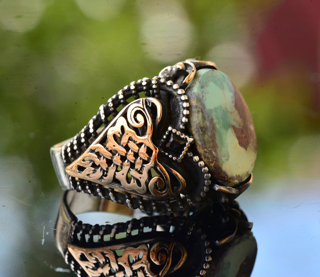 Green Turquoise Stone Ring — 3