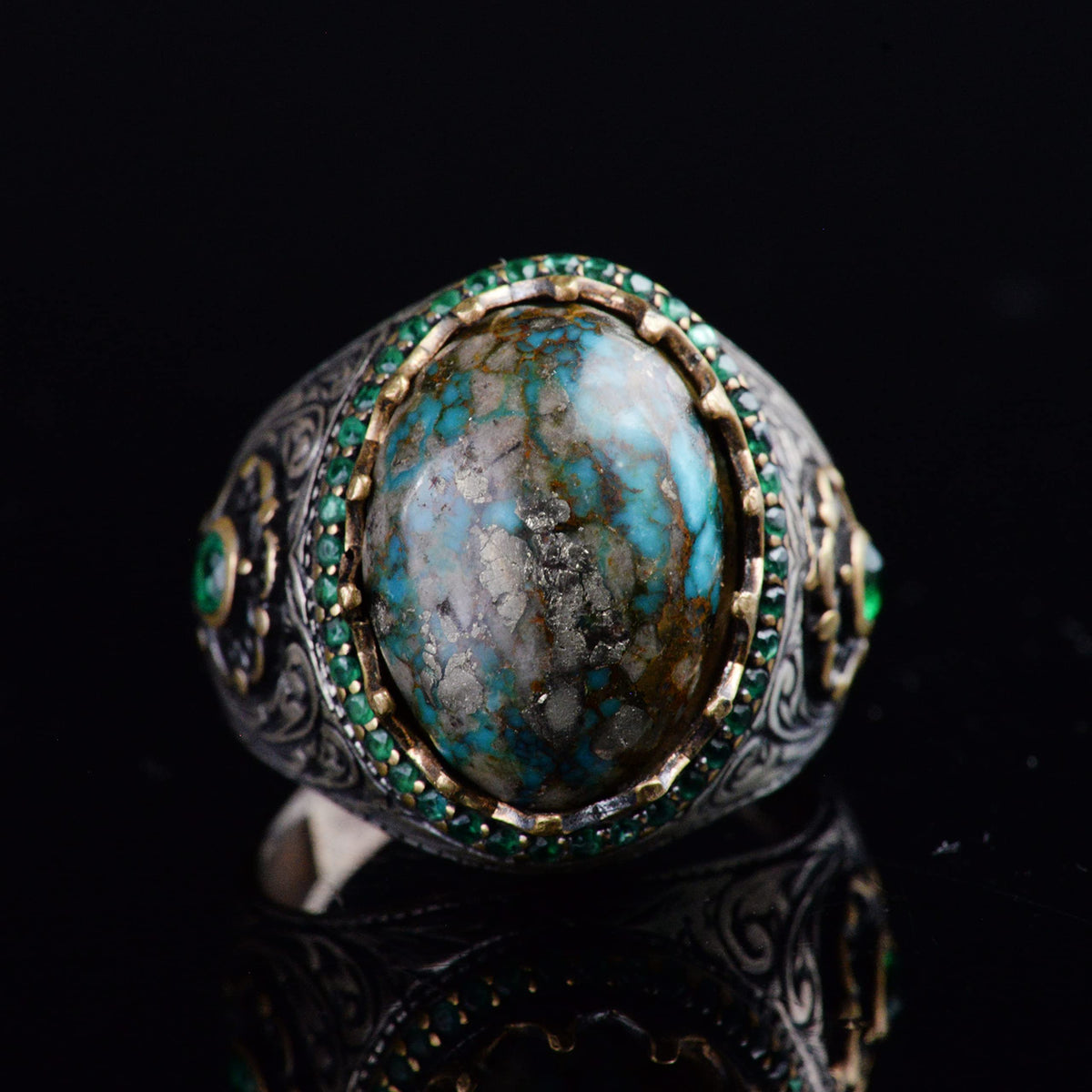 Handmade Natural Arizona Turquoise Stone Ring, 925 Sterling Silver (Model-4) — 6