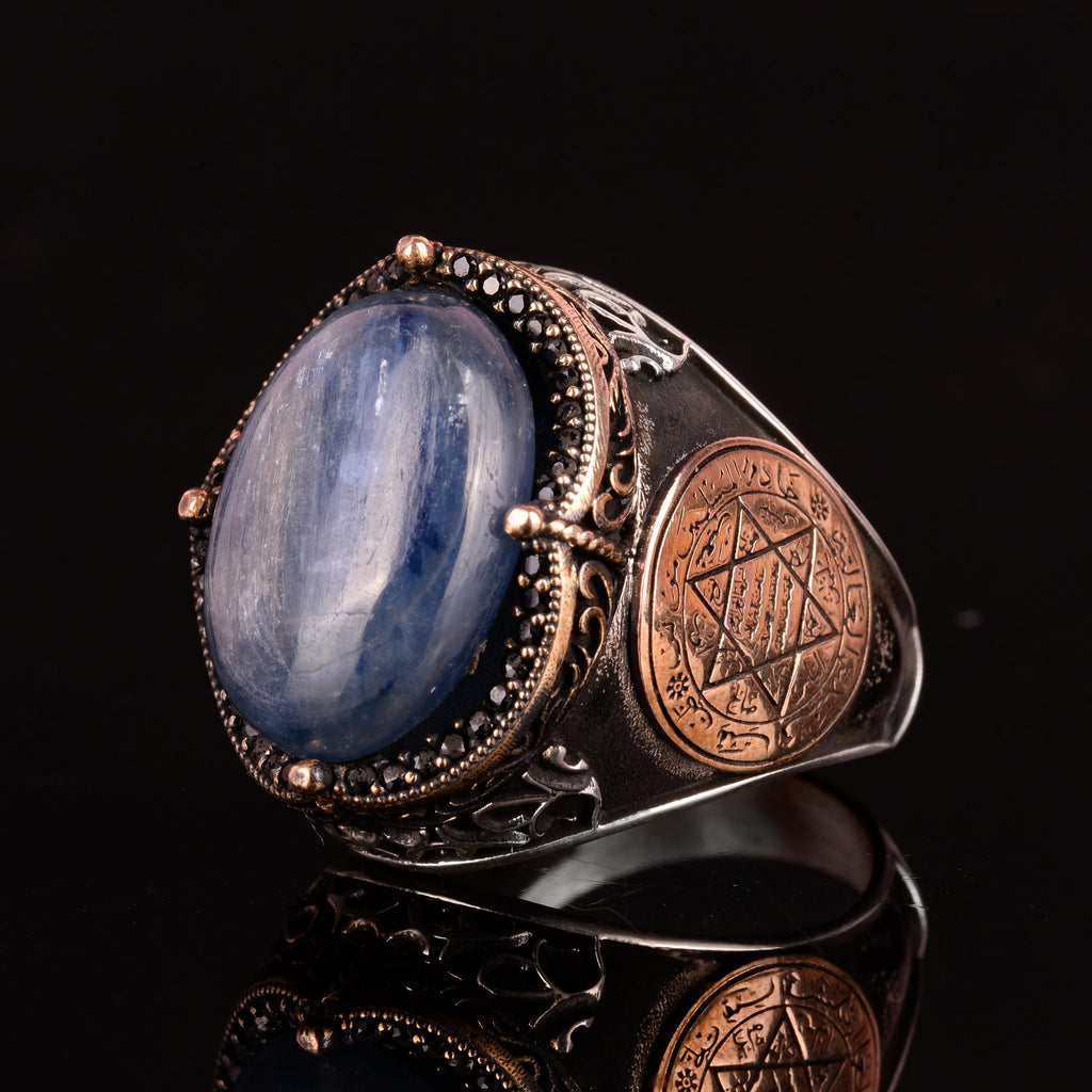 Natural Kyanite Stone Ring for Silver Ring - 925 Sterling Silver Men's Ring — 6