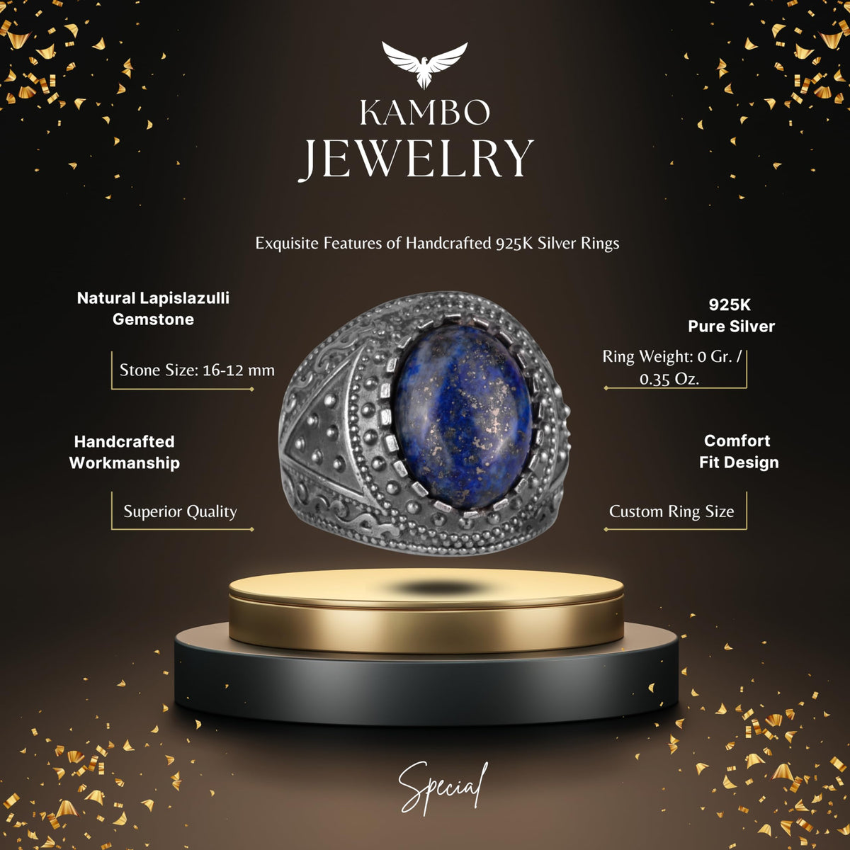 Natural Lapis Lazuli Stone Ring — 2