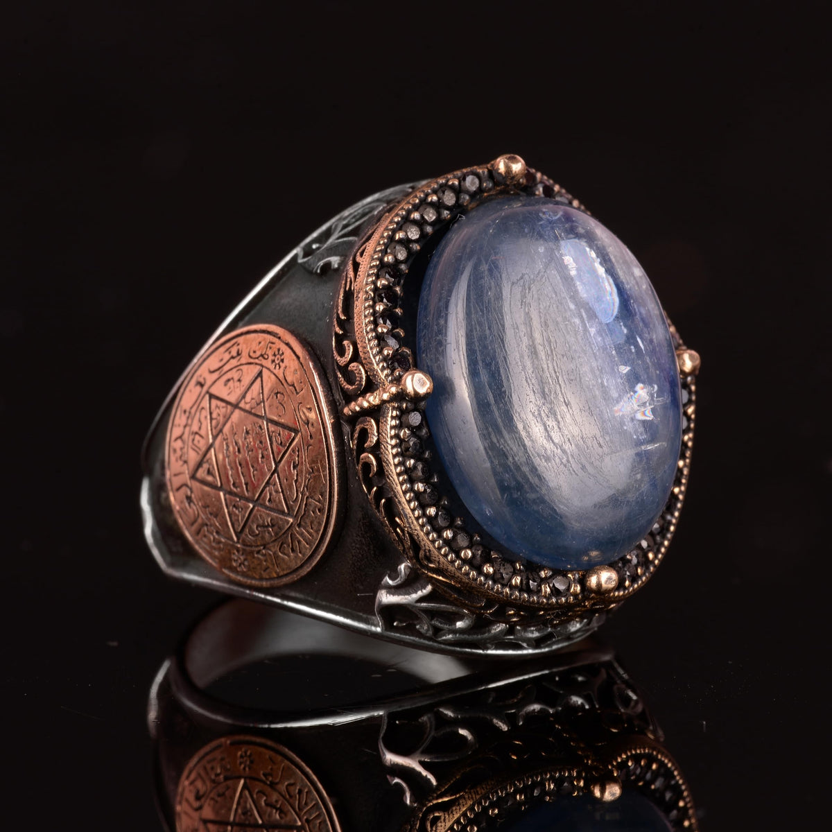 Natural Kyanite Stone Ring for Silver Ring - 925 Sterling Silver Men's Ring — 5