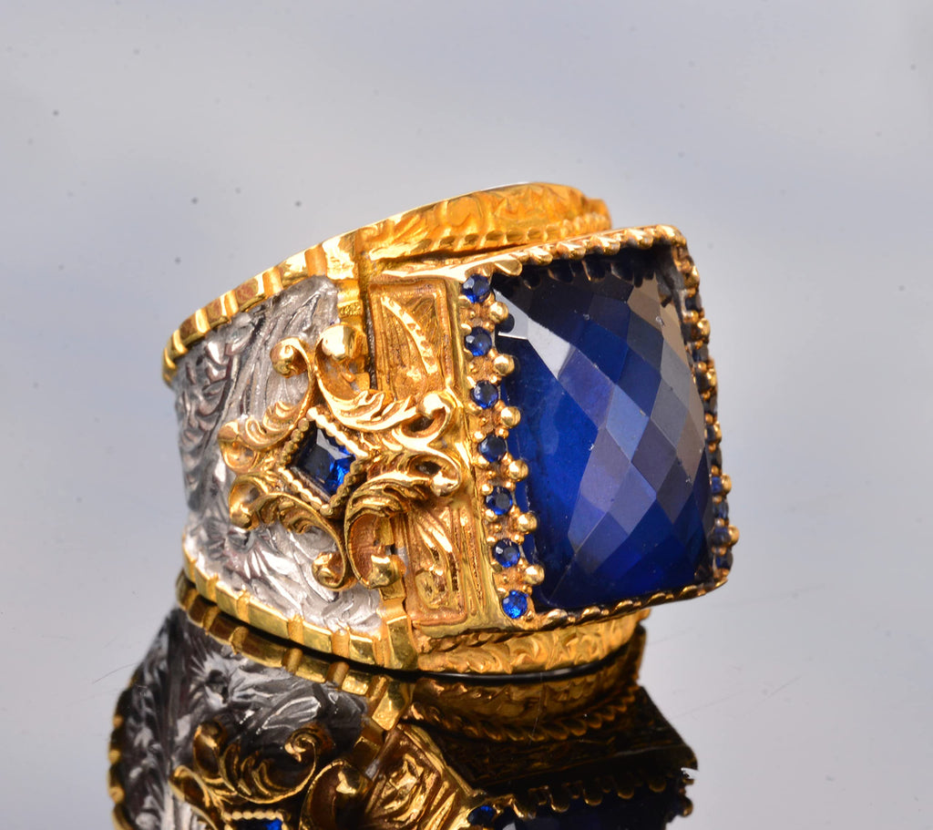 Handmade Zircon Stone Gold Plated Silver Men's Ring - Symbol of Wisdom and Sovereignty — 4