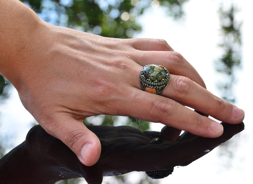 Green Turquoise Stone Ring (Model-5) — 7