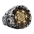Sacred Geometry Men's Ring, 925 Sterling Silver Metatron Cube Design