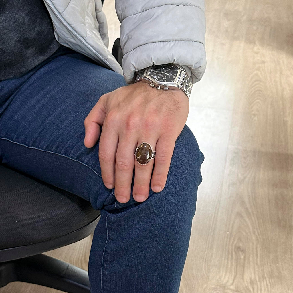 Natural Agate Stone Ring - 925 Sterling Silver — 3