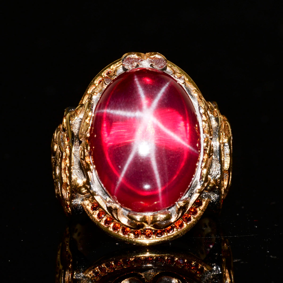 Natural Star Ruby Stone Ring, 925 Sterling Silver Ring — 4