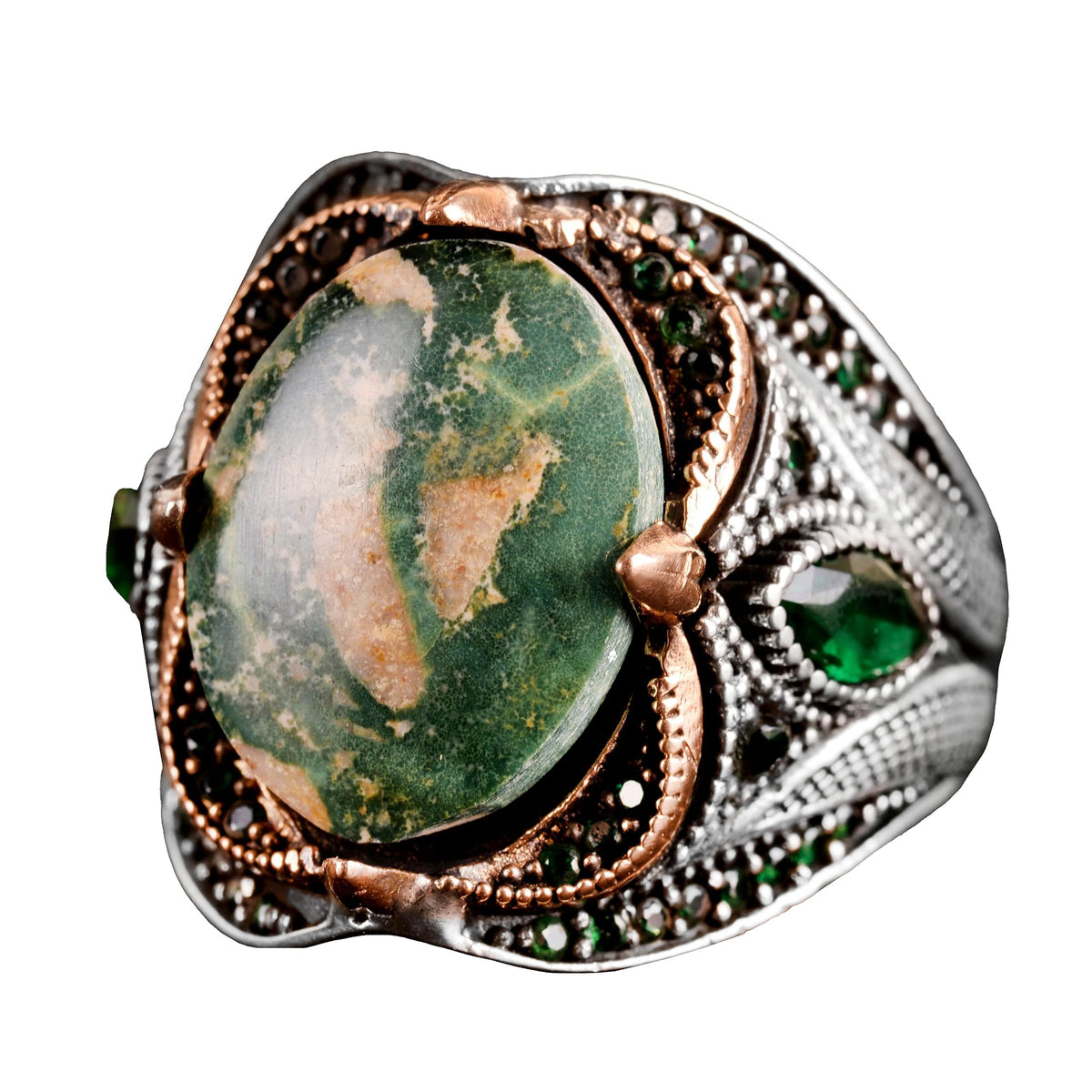 Natural Arizona Turquoise Stone Ring, 925 Sterling Silver