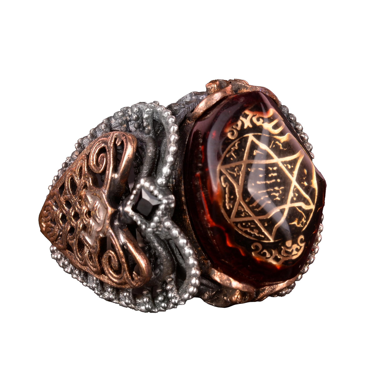 925 Sterling Silver Islamic Ring, Star of David, Seal of Solomon Men's Ring, Religious Jewelry