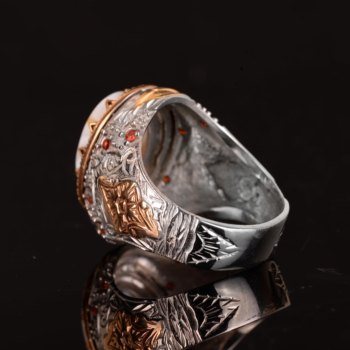 Natural Yemen Agate Stone Ring, Handcrafted 925 Sterling Silver Ring — 7