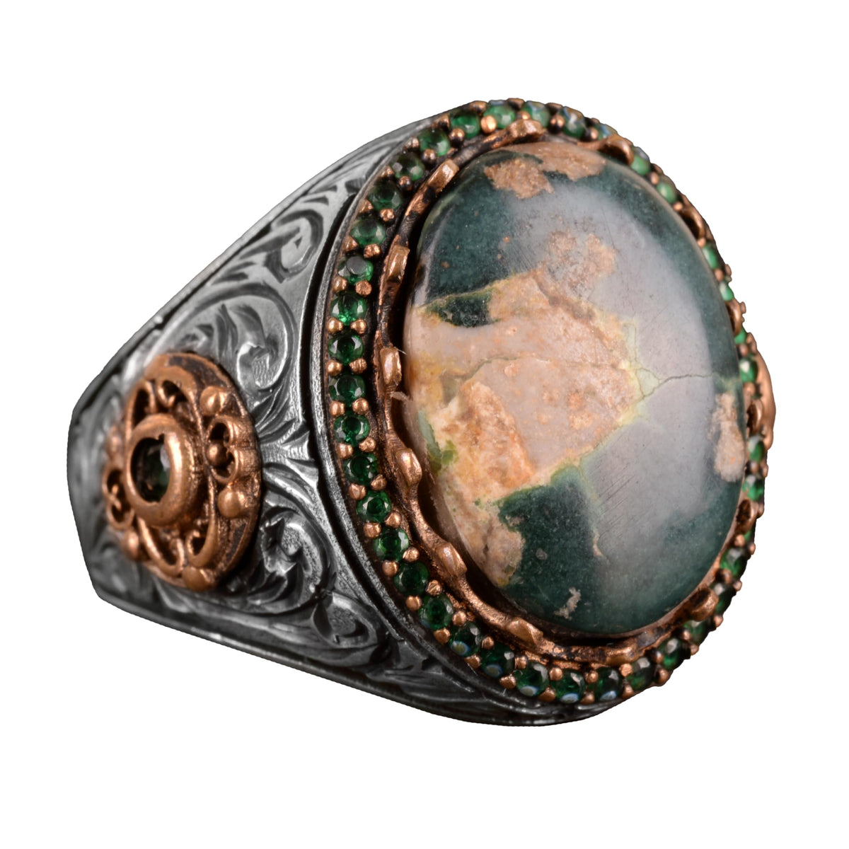 Handmade Natural Arizona Turquoise Stone Ring, 925 Sterling Silver Ring (Model-2)