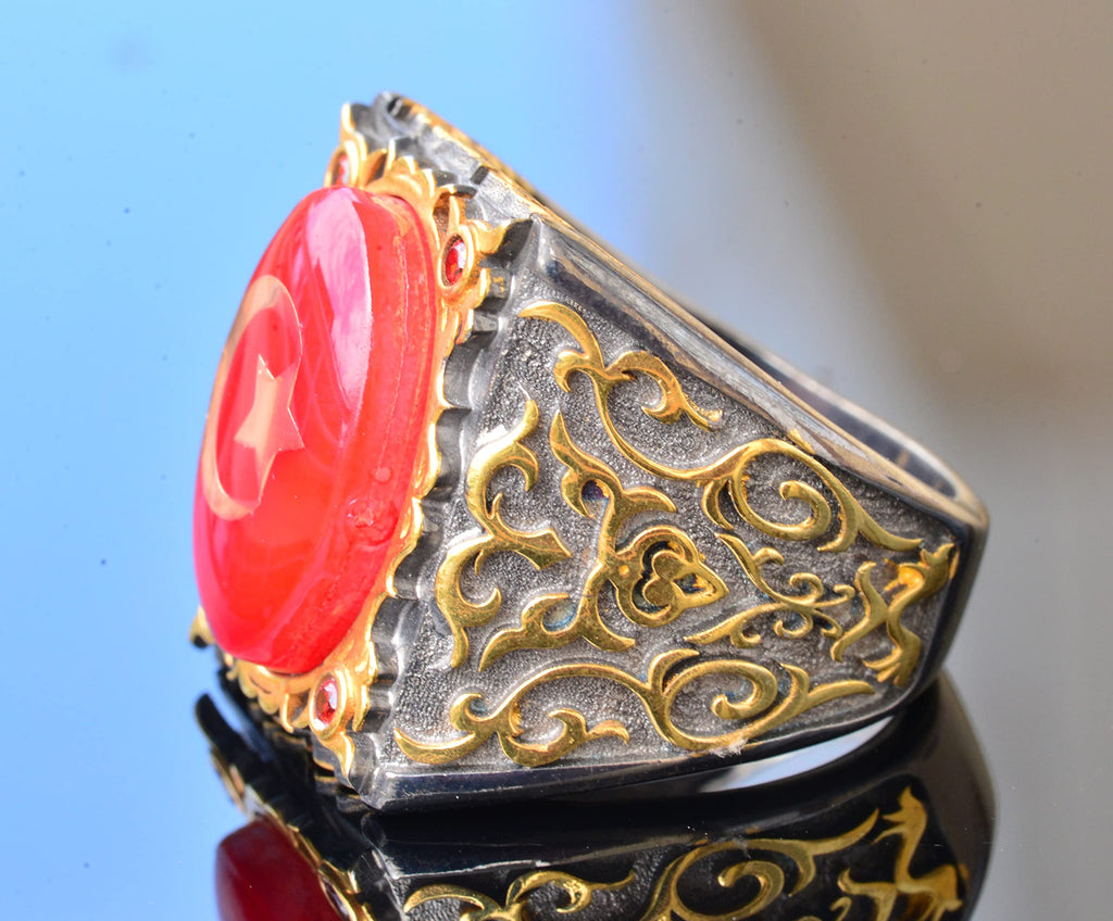 Silver Sultan Ring - Star and Crescent Design — 4