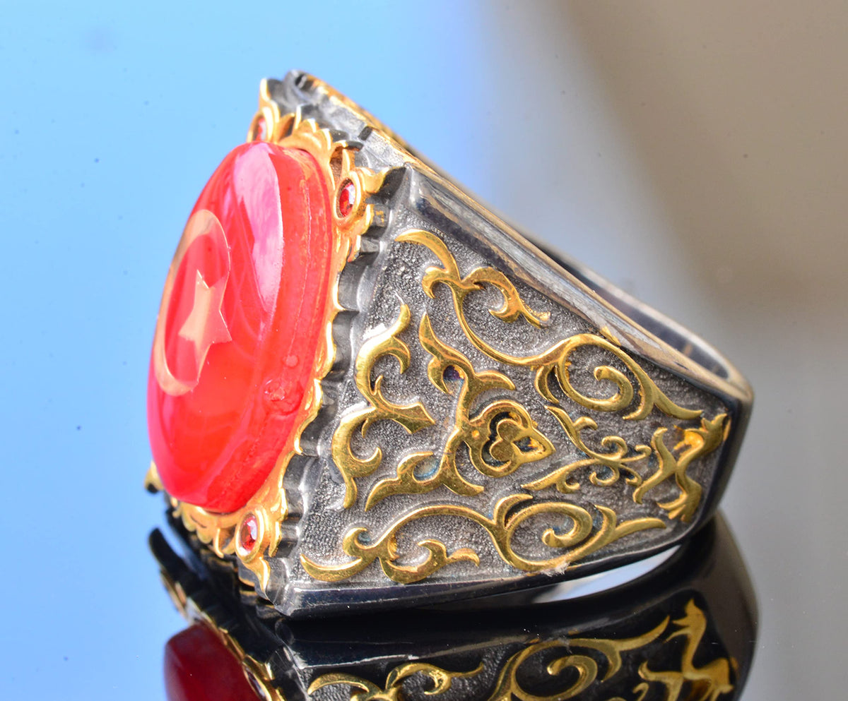 Silver Sultan Ring - Star and Crescent Design — 4