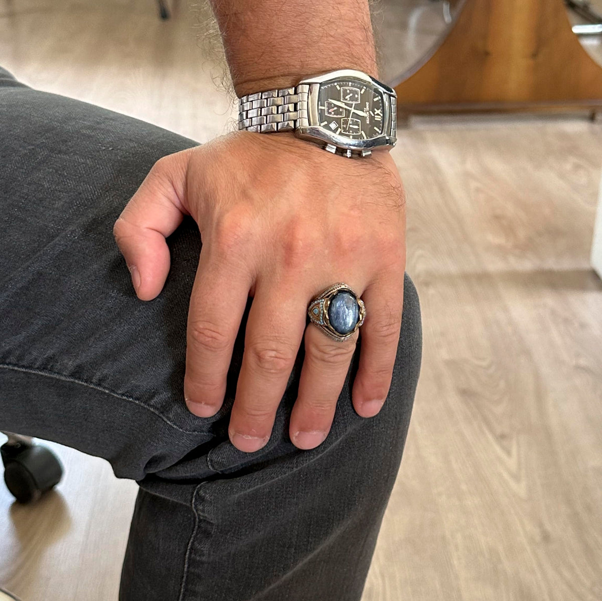 Natural Stone Ring - Handcrafted 925 Sterling Silver Ring (Kyanite) — 3