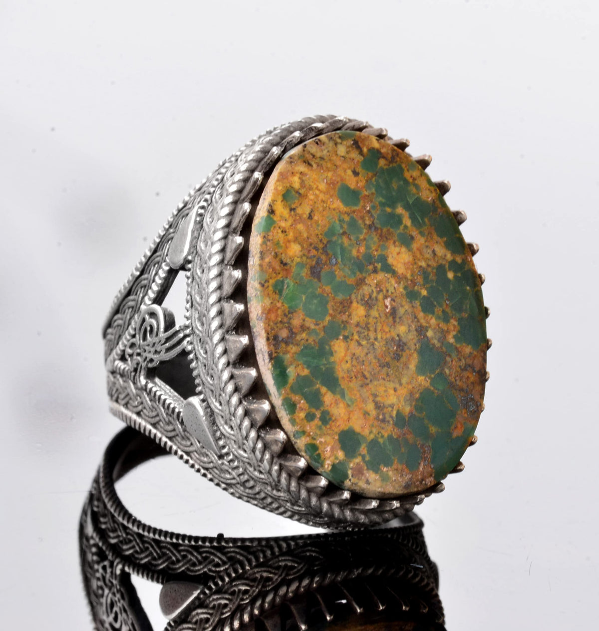 Natural Arizona Turquoise Stone Ring, Ottoman Seal Ring, 925 Sterling Silver — 3
