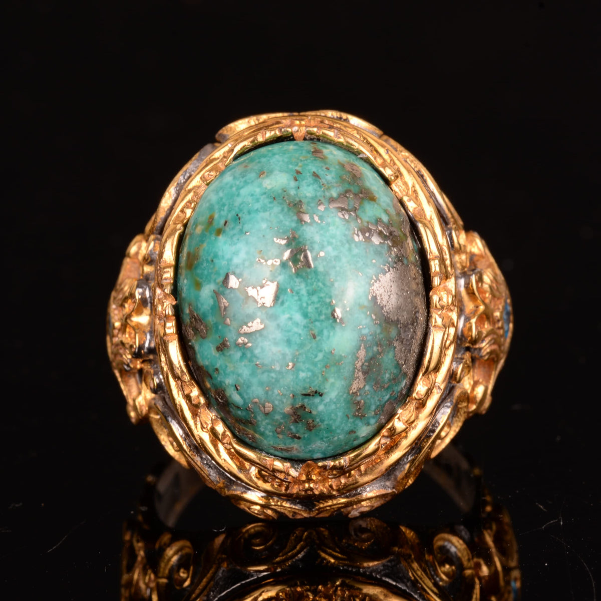 Natural Arizona Turquoise Stone Ring, 925 Sterling Silver (Model-5) — 6