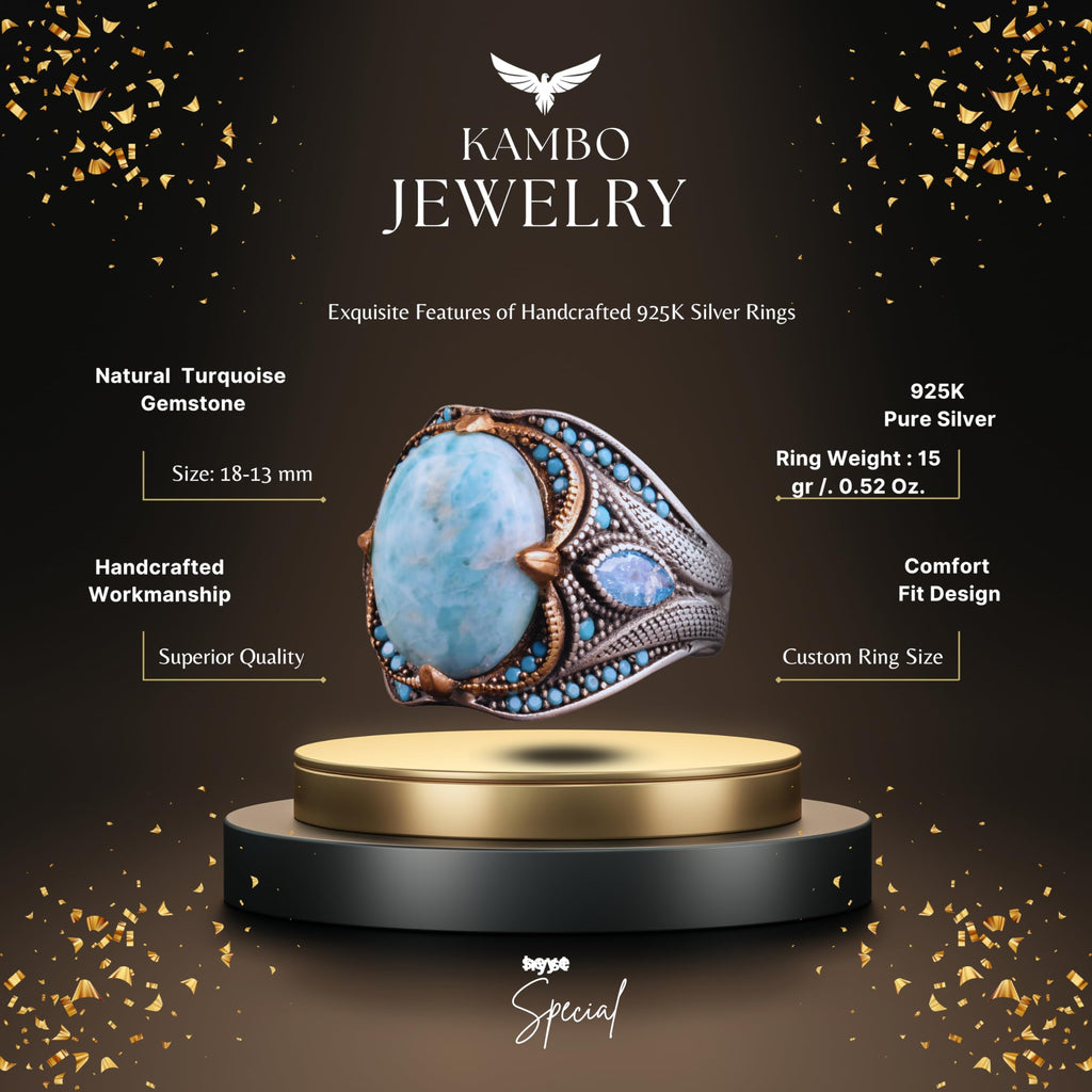 Real Larimar Natural Stone Ring — 2