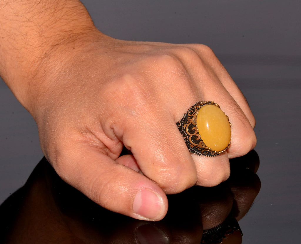 Natural Yellow Agate Ring — 7