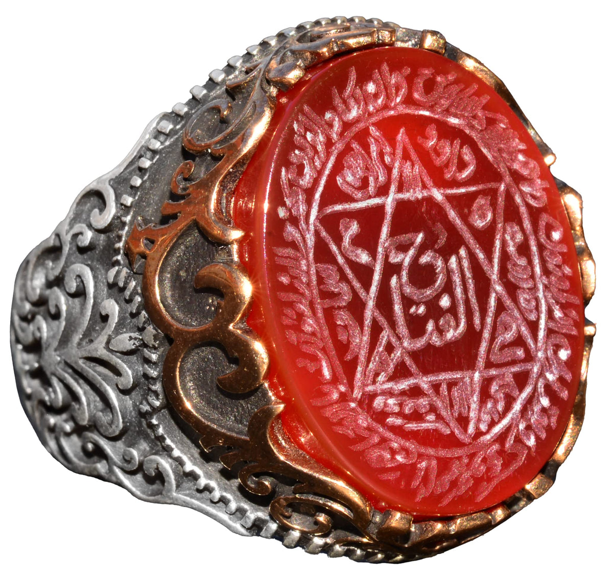 Silver Men's Ring, Natural Black Onyx Stone, King Solomon's Seal Ring, Handmade Jewelry (Model-2)