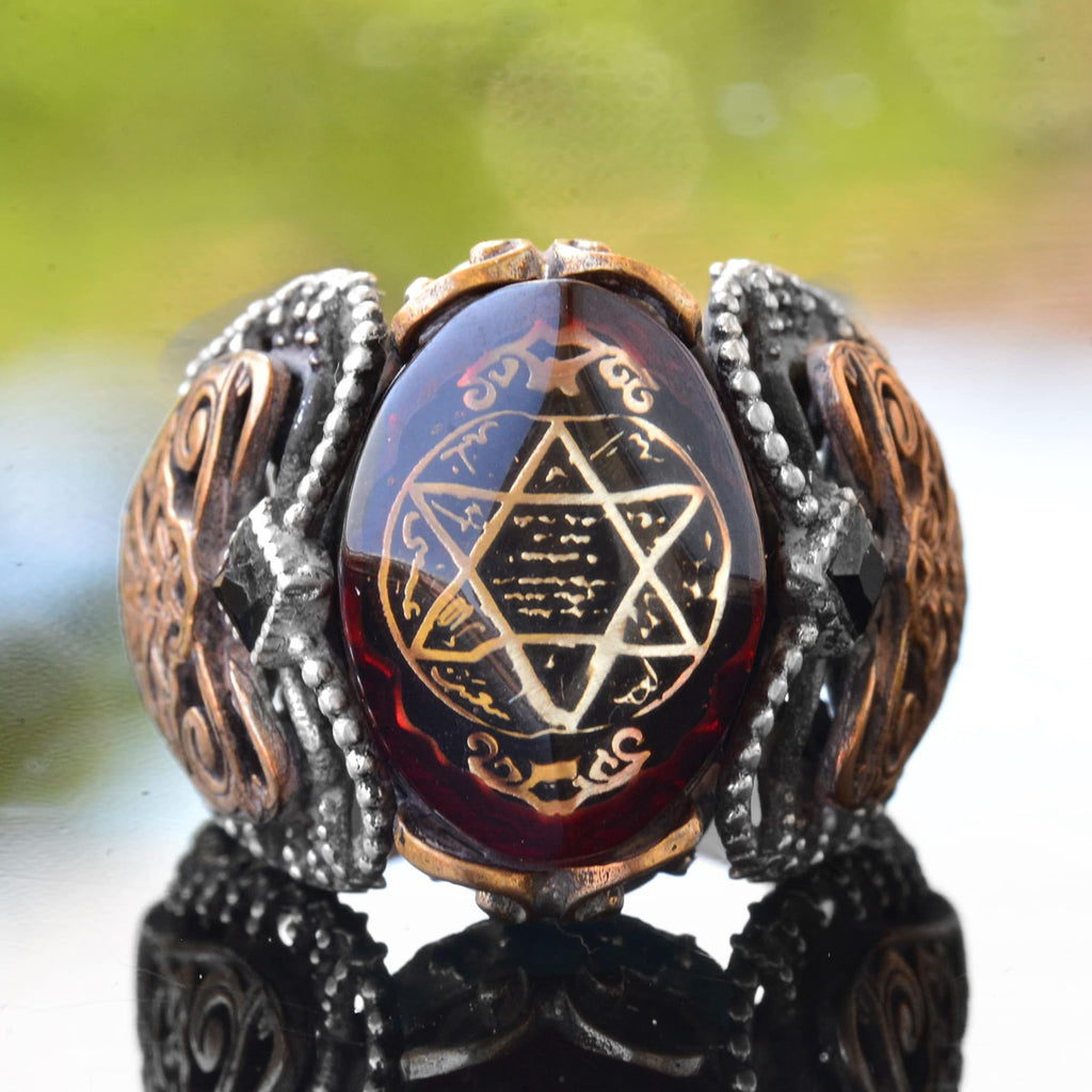 925 Sterling Silver Islamic Ring, Star of David, Seal of Solomon Men's Ring, Religious Jewelry — 9