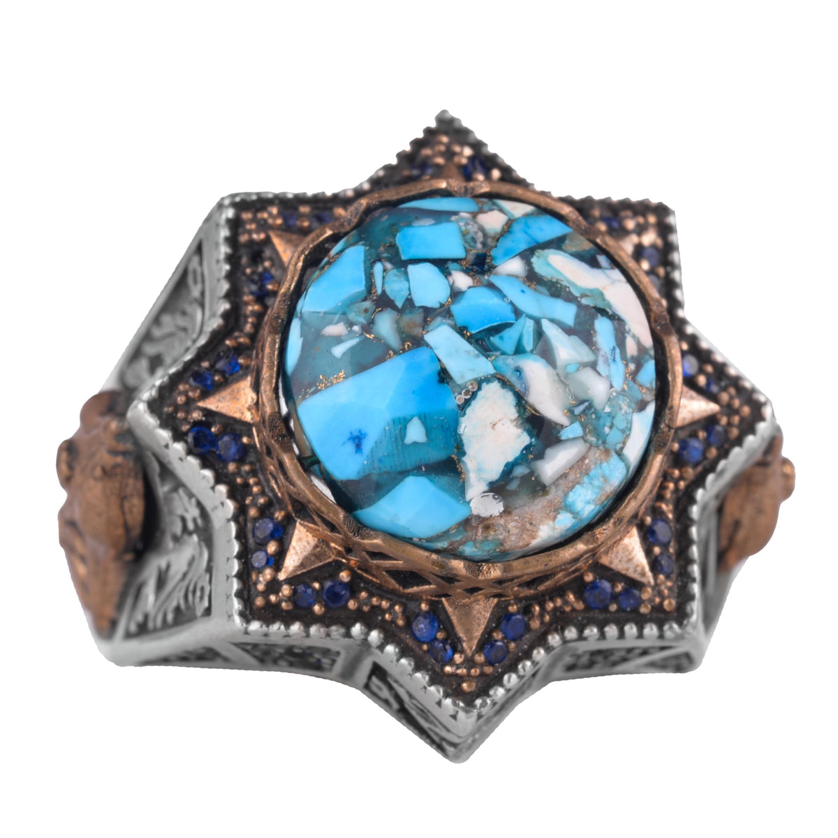 Silver Men's Ring with Natural Turquoise Stone