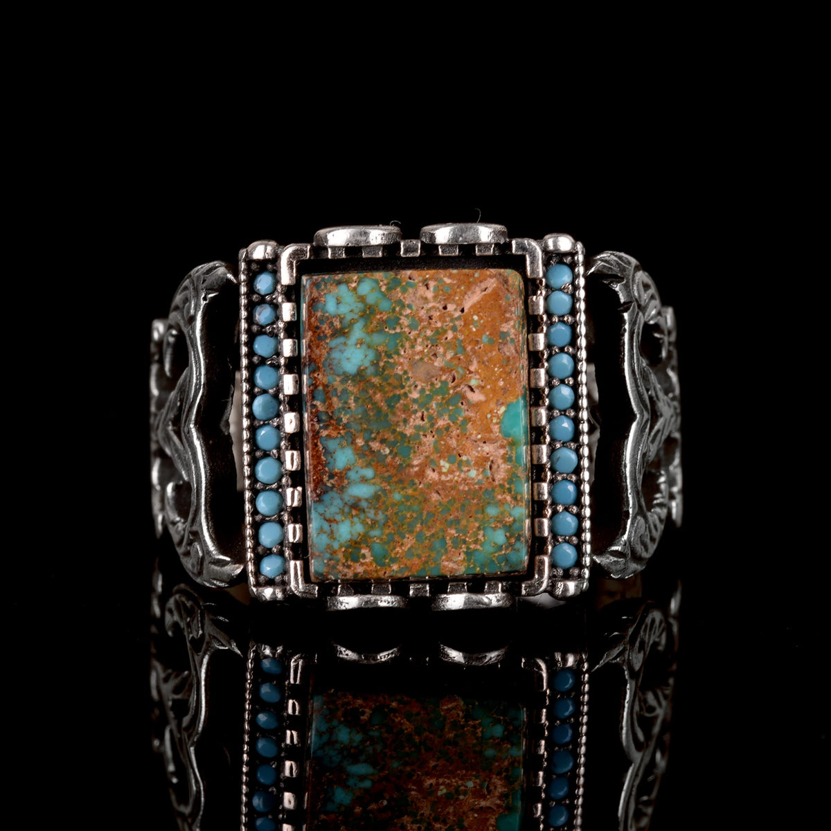 Natural Arizona Turquoise Stone Ring - Silver Ring (Model-2) — 4