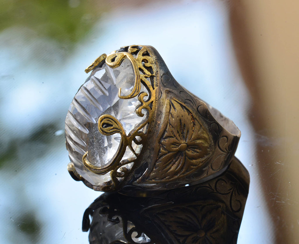 Crystal Stone Silver Men's Ring — 3