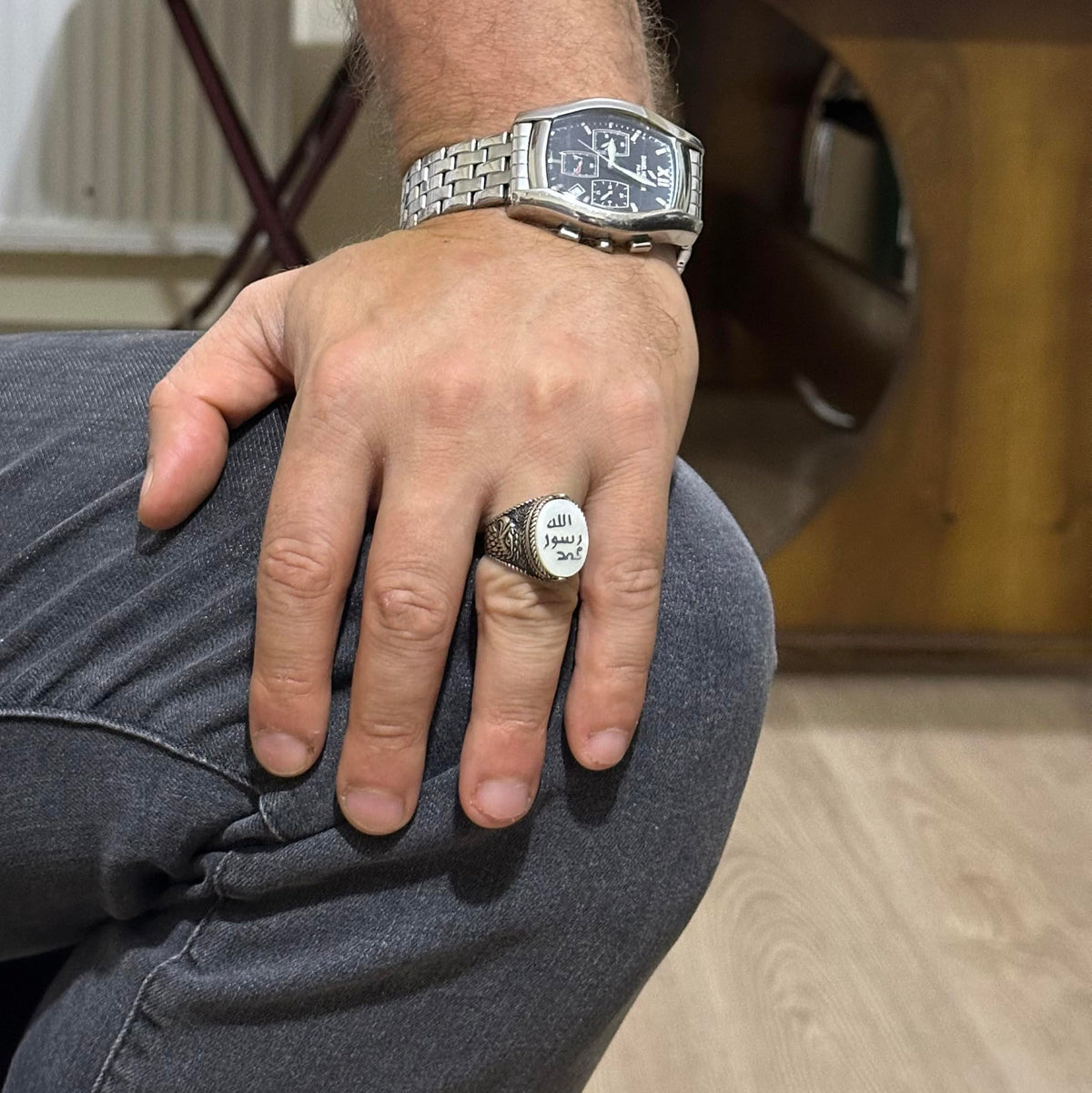 Islamic Men's Ring - Eagle Symbol Ring - 925 Sterling Silver Handmade Men's Ring (White) — 3