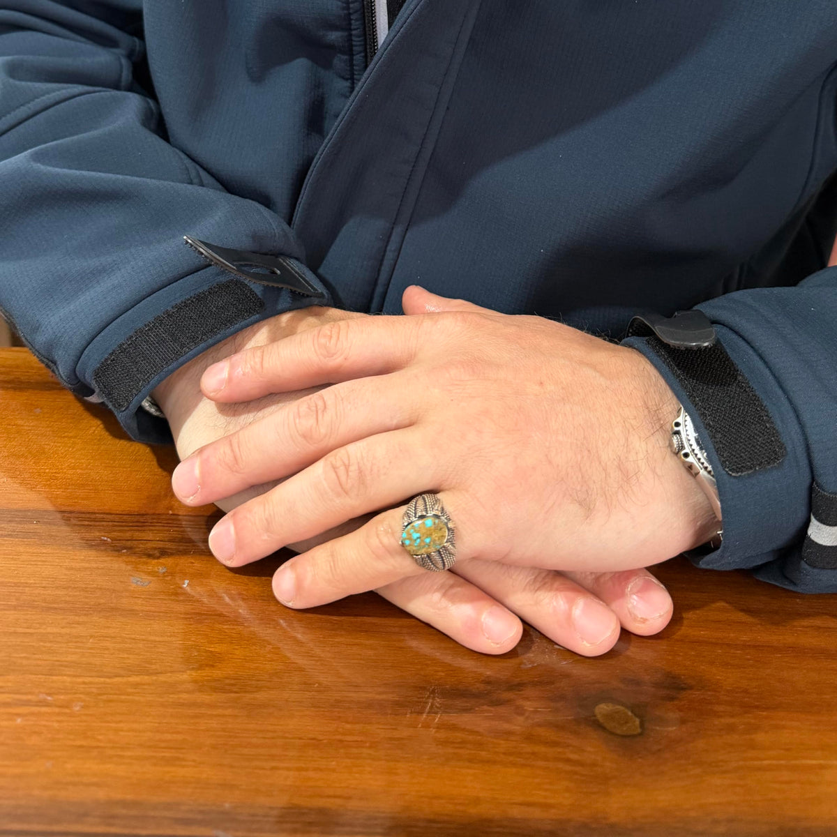 KAMBO Natural Turquoise Men's Ring 925 Sterling Silver – Oval Stone Claw Statement Men's Ring (Turquoise-3) — 3
