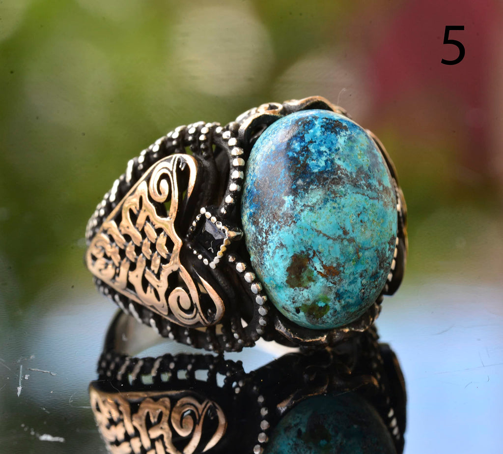 Men's Green Turquoise Stone Ring — 4