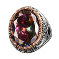 Mystic Topaz Synthetic Stone, 925 Sterling Silver Men's Ring, Handmade Men's Ring